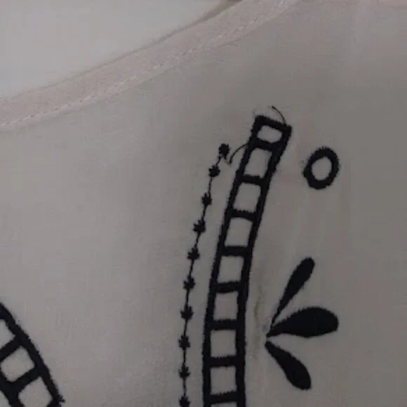 Forever 21 Sheer Embroirdered Retro Style Blouse Sz M - Picture 7 of 11